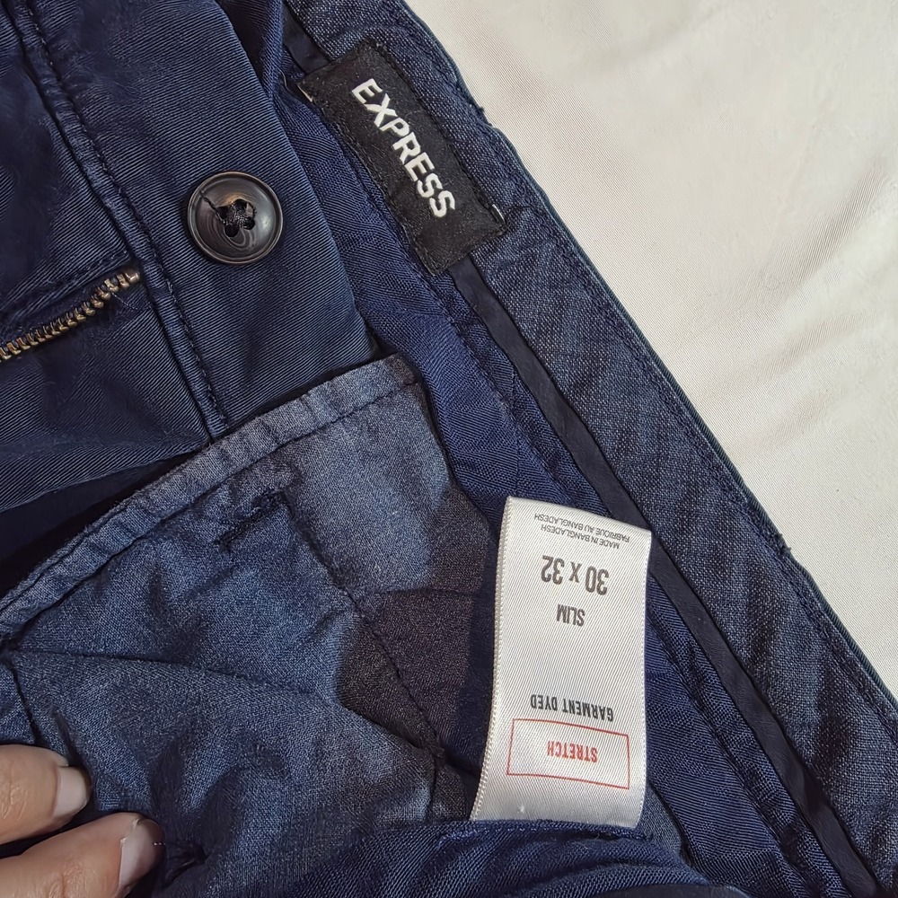 Men's Express Blue Slim Comfort Waist Everyday Performance Pant